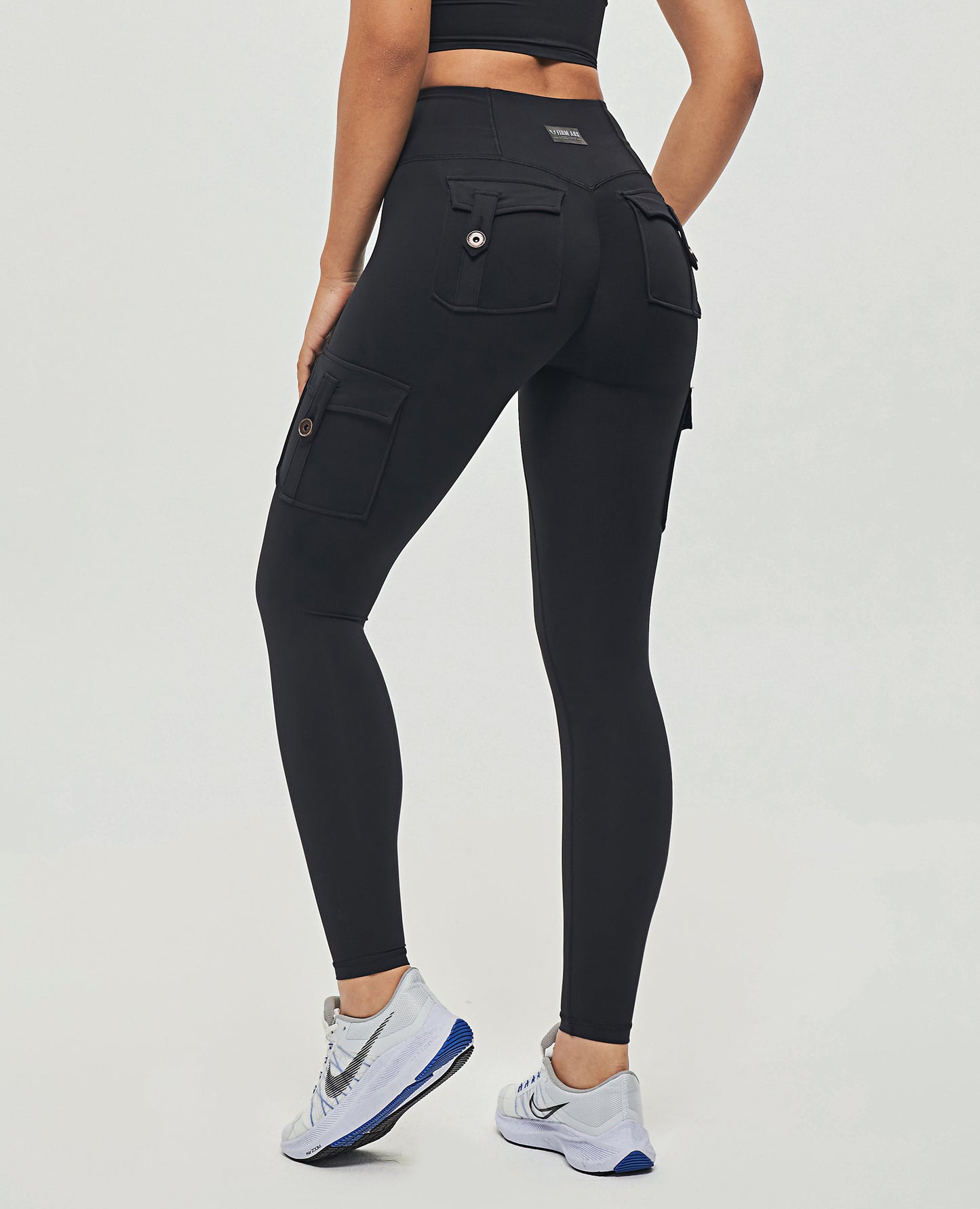 High Waist Cargo Leggings – Black