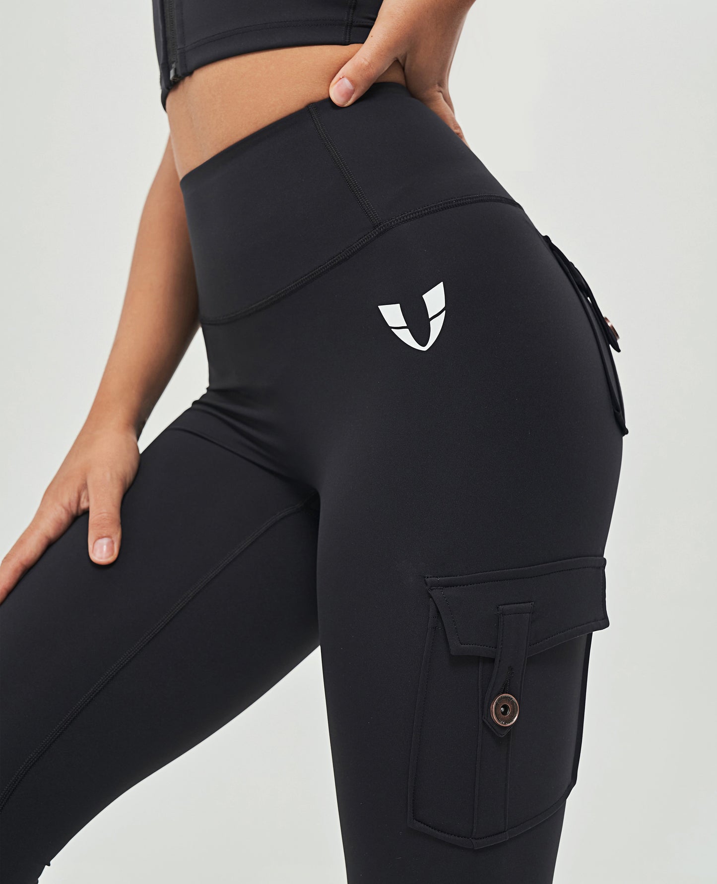 High Waist Cargo Leggings – Black