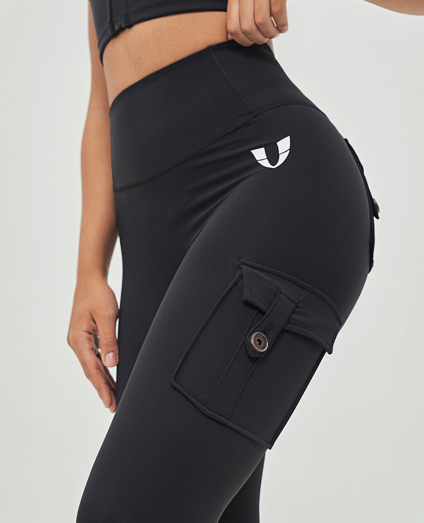 High Waist Cargo Leggings – Black
