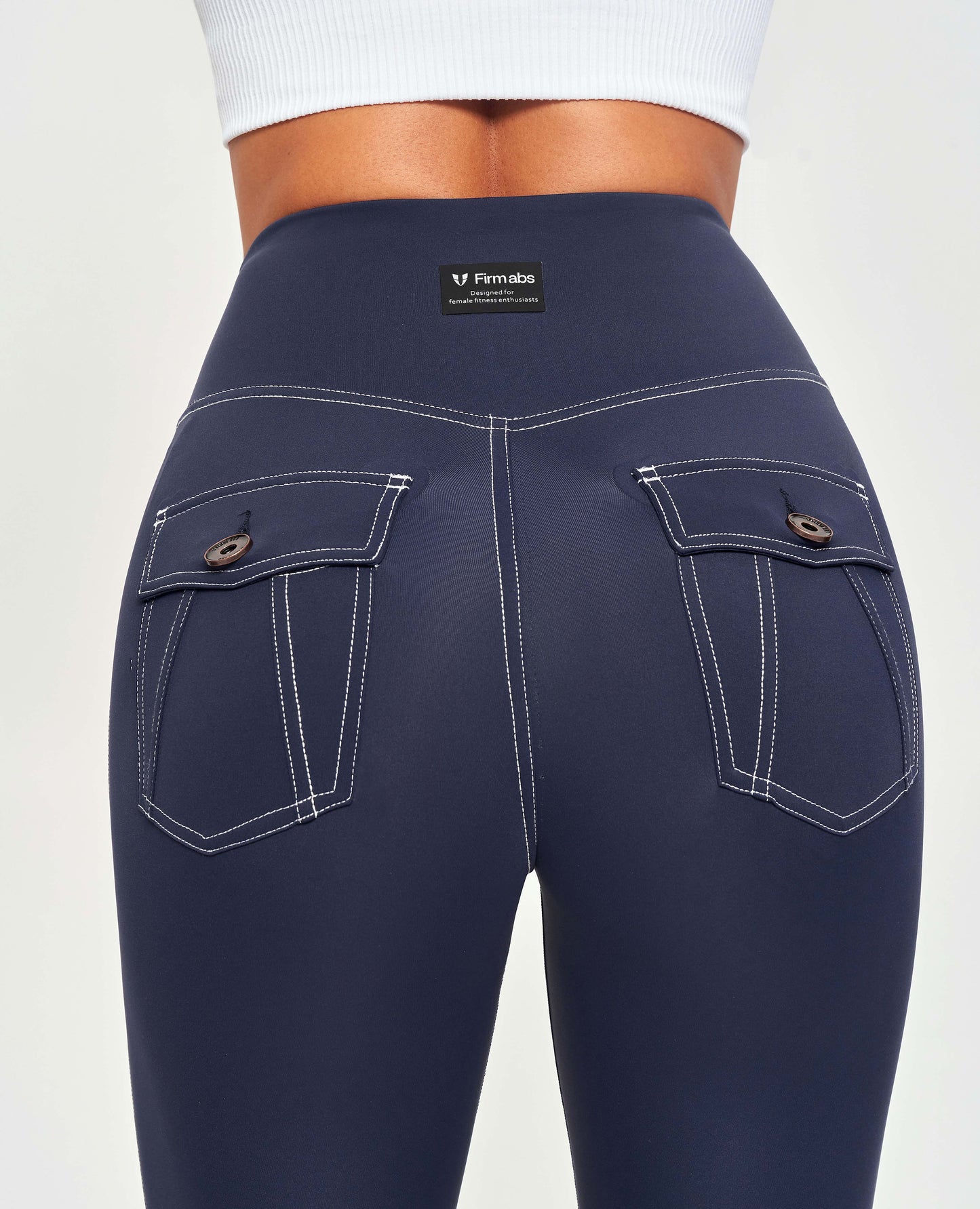 Contrast Stitching Leggings – Navy