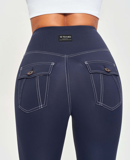 Contrast Stitching Leggings – Navy