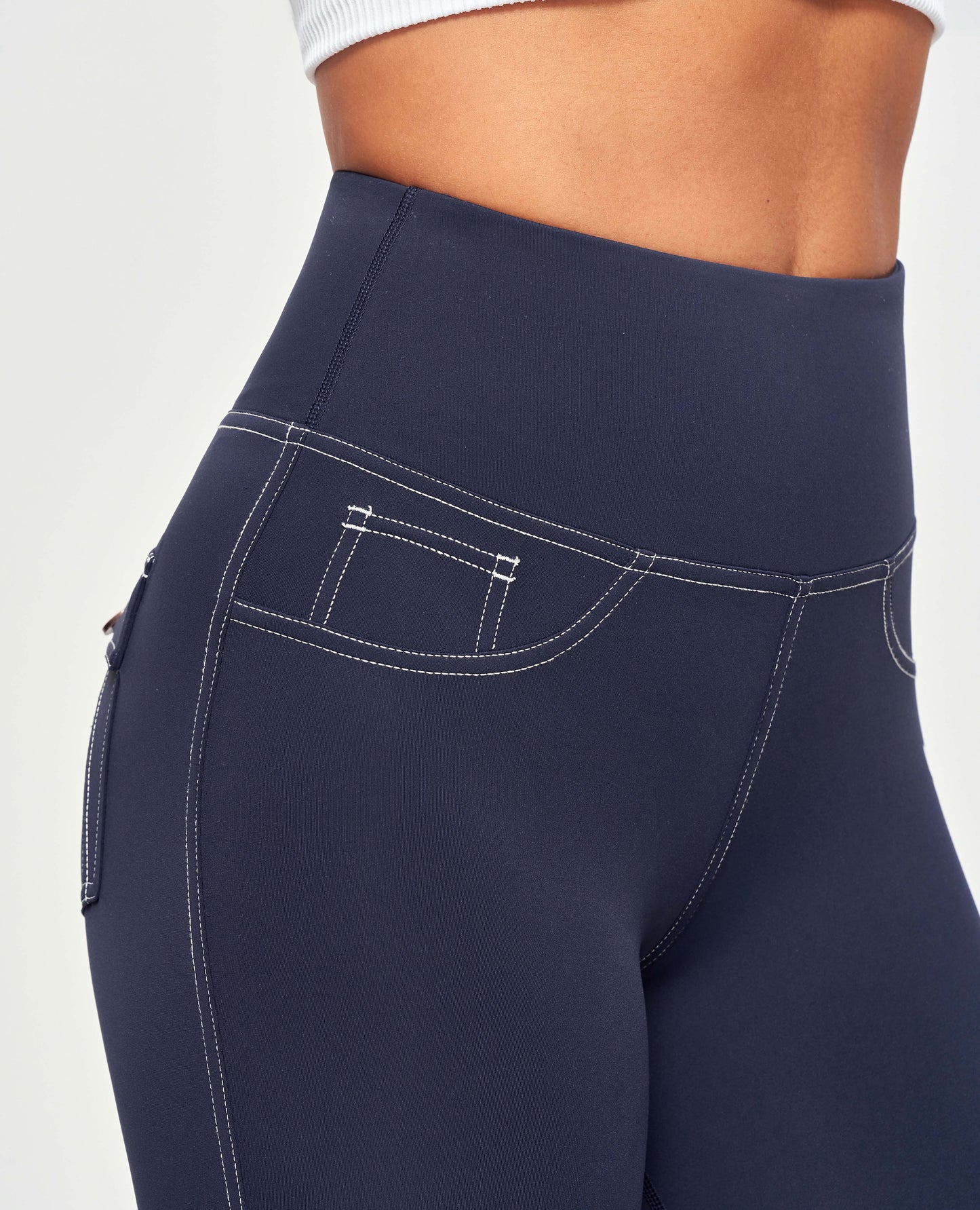 Contrast Stitching Leggings – Navy