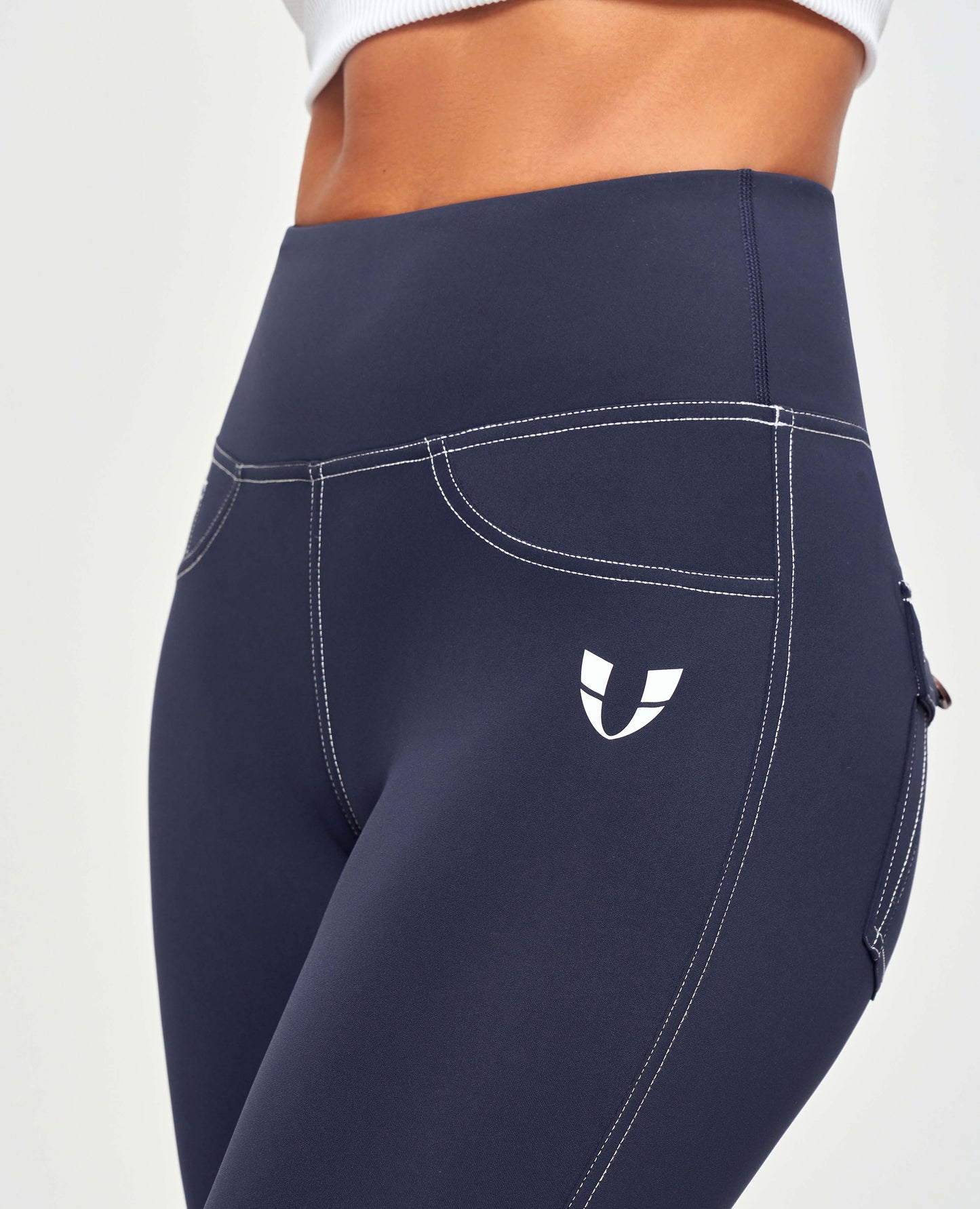 Contrast Stitching Leggings – Navy