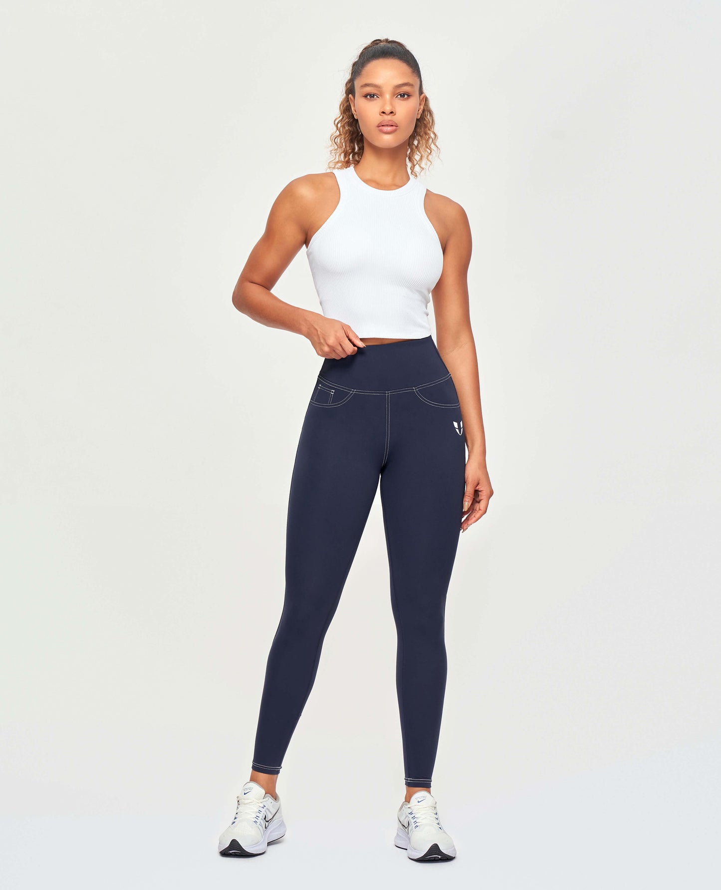 Contrast Stitching Leggings – Navy