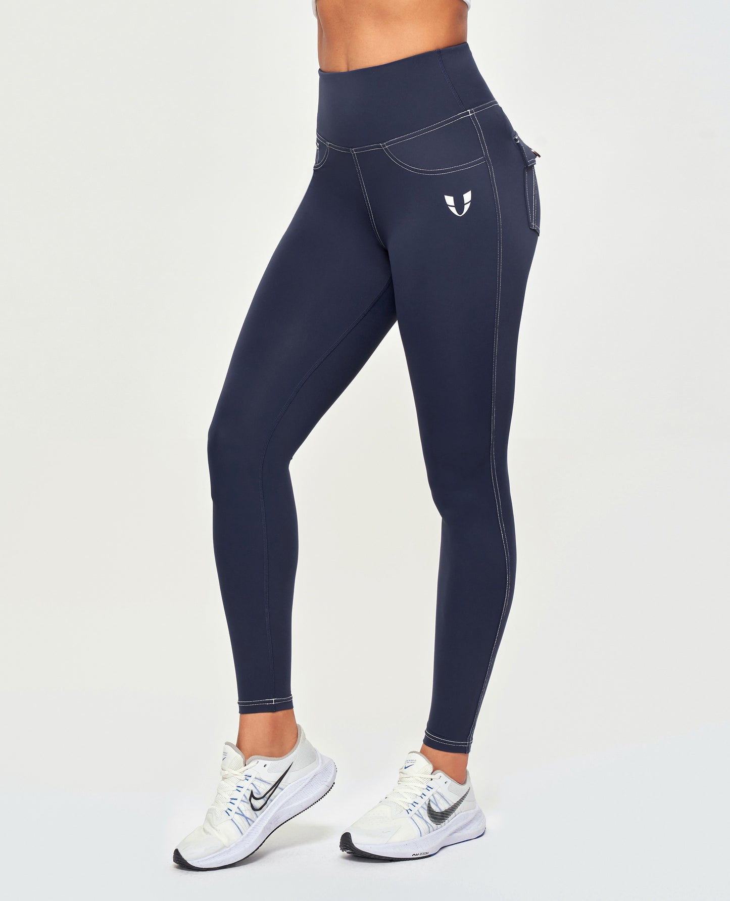 Contrast Stitching Leggings – Navy